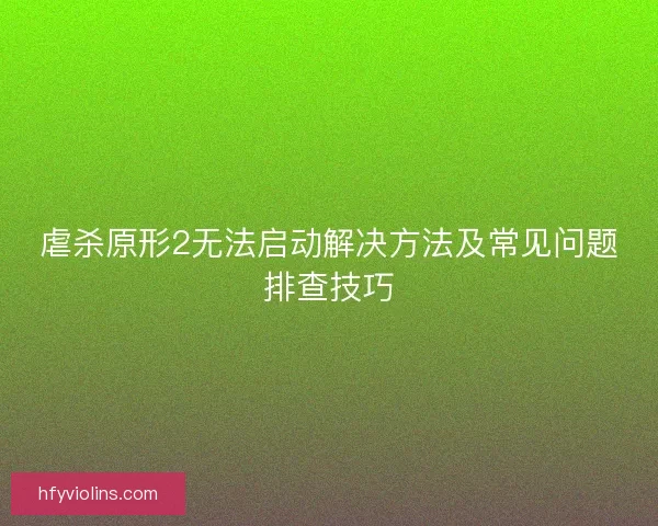 虐杀原形2无法启动解决方法及常见问题排查技巧