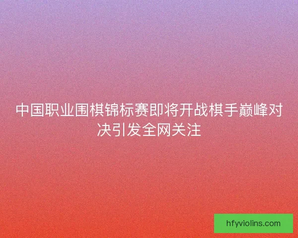 中国职业围棋锦标赛即将开战棋手巅峰对决引发全网关注